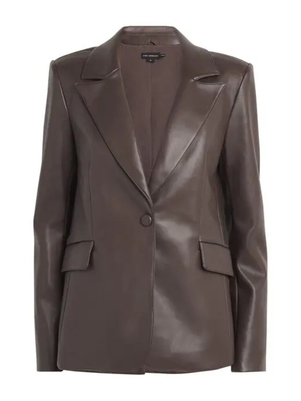 Good American Chocolate Brown Leather Blazer